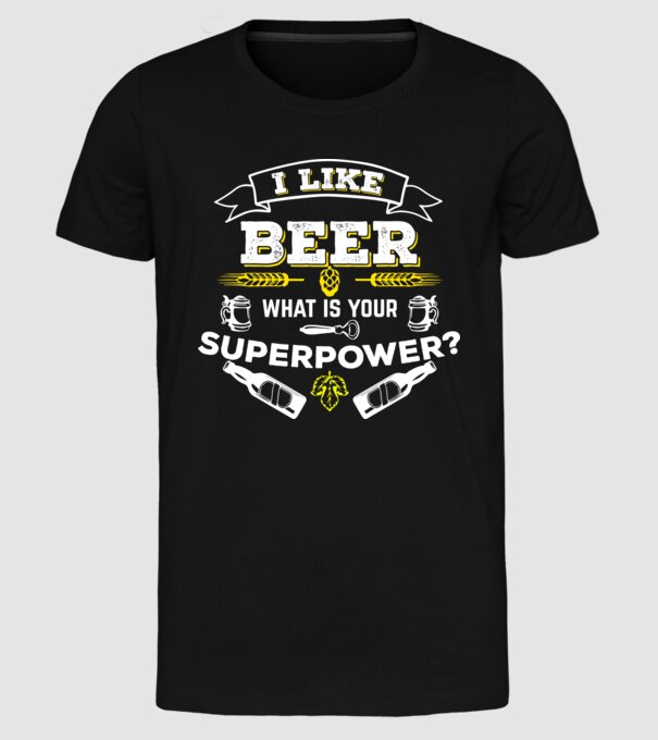 i like beer model negru pe tricou