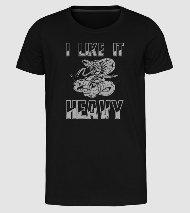 I like it heavy model negru pe tricou