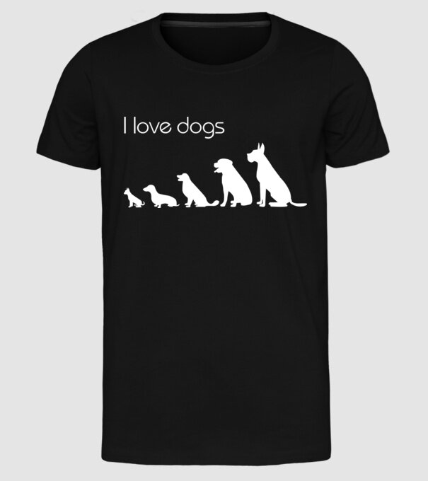 I love dogs model negru pe tricou