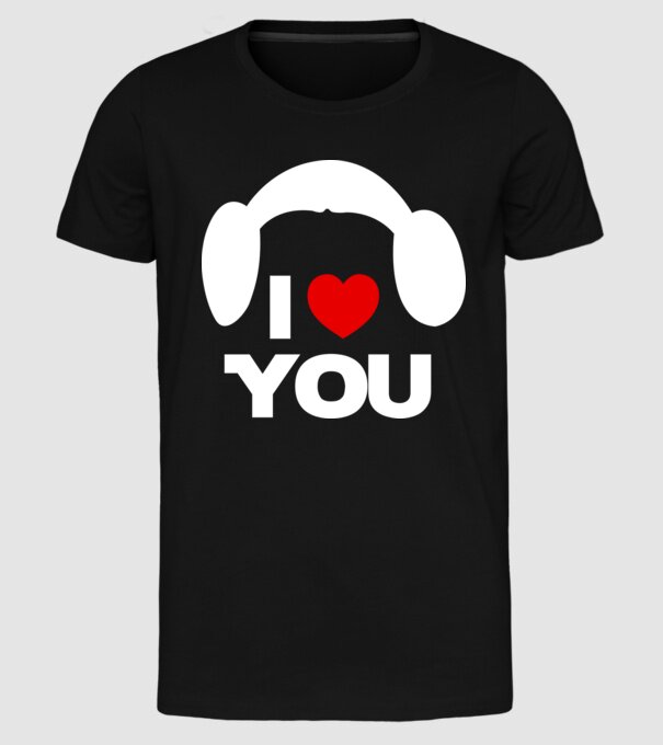 i love u model negru pe tricou