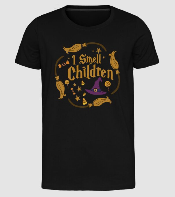 I smell children model negru pe tricou