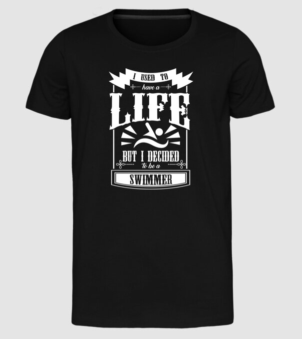I used to have a life ÎNOTĂTOR model negru pe tricou