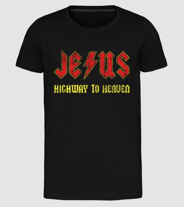JESUS HIGHWAY TO HEAVEN model negru pe tricou