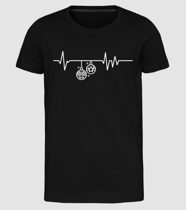 heartbeat Crăciun model negru pe tricou