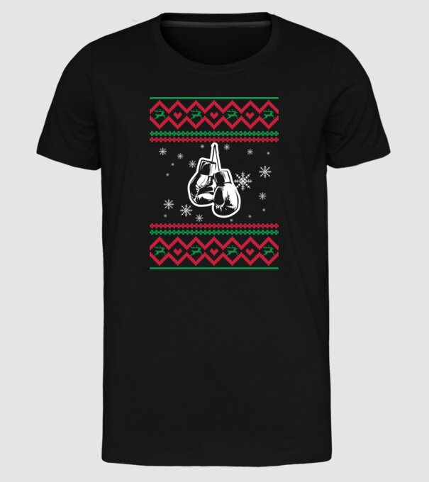 Model tricotat de Crăciun - box model negru pe tricou