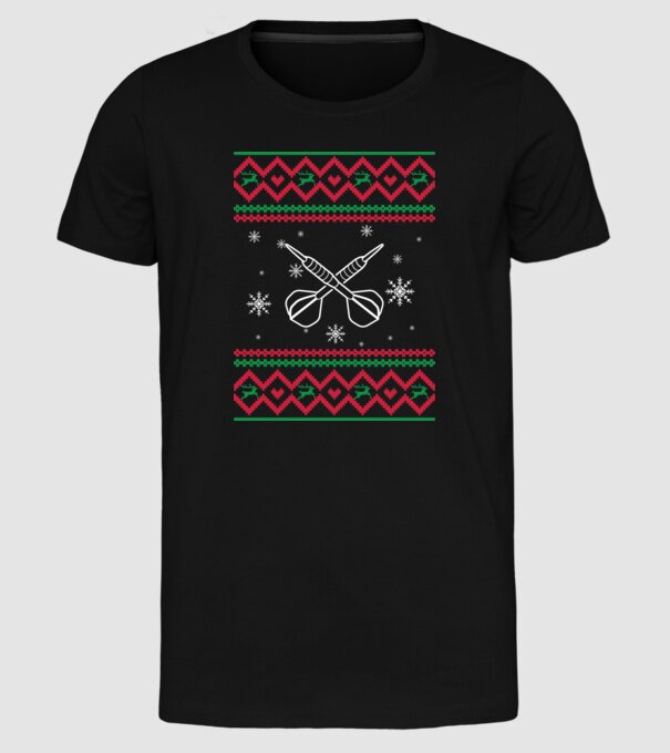 model tricotat de Crăciun - darts model negru pe tricou