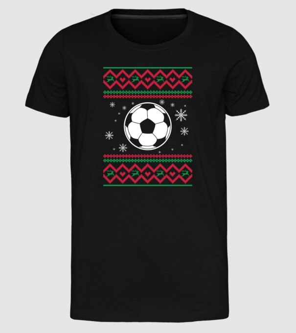 Model tricotat de Crăciun - fotbal model negru pe tricou