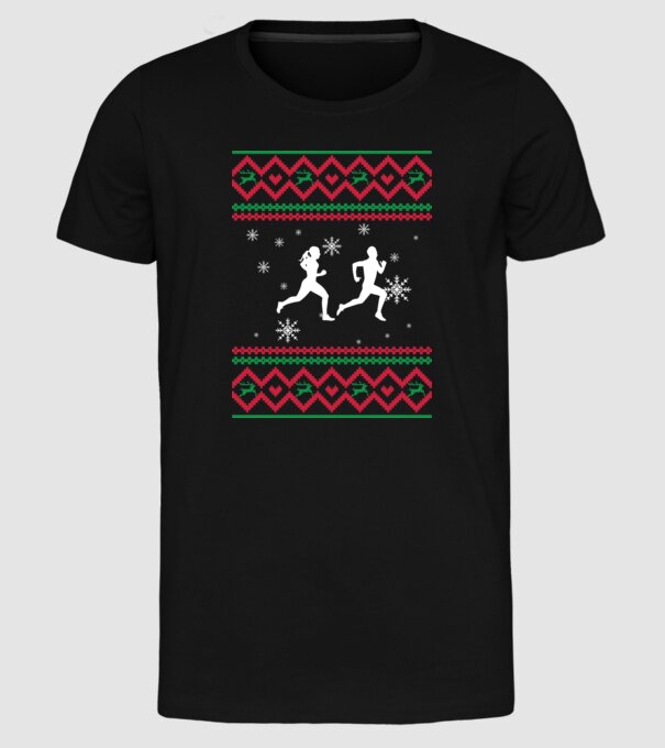 Model tricotat de Crăciun - alergători model negru pe tricou