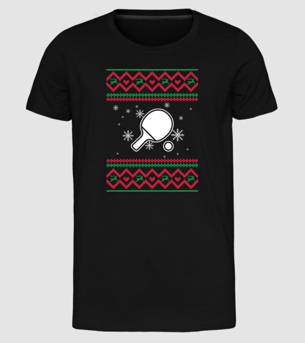 Model tricotat de Crăciun - tenis de masă model negru pe tricou