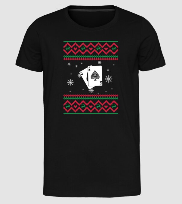 Model tricotat de Crăciun - poker model negru pe tricou