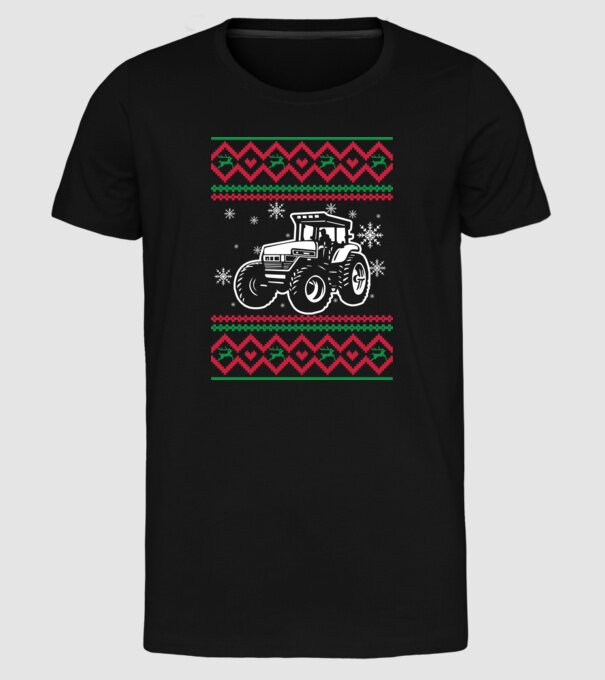Model tricotat de Crăciun - tractorist model negru pe tricou