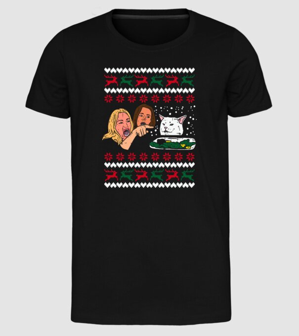 Pulovăr de Crăciun meme model negru pe tricou