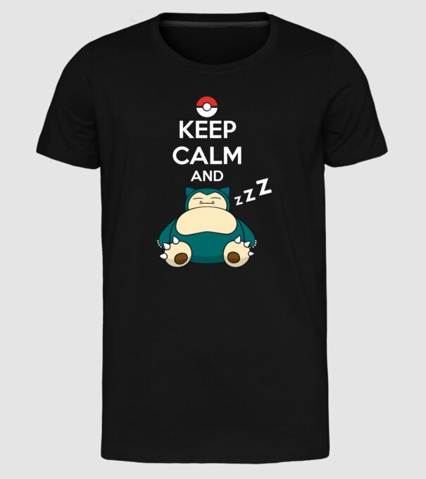 Keep Calm Snorlax model negru pe tricou