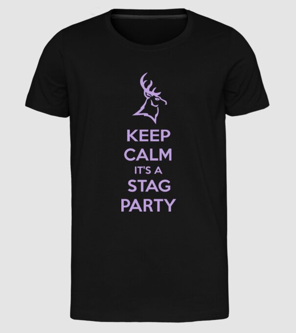Keep calm stag party on model negru pe tricou