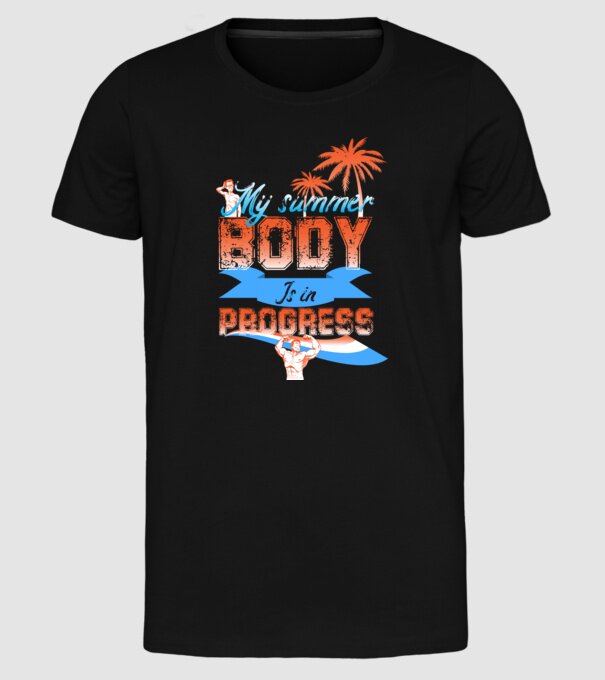 Mă pregătesc pentru vară model negru pe tricou