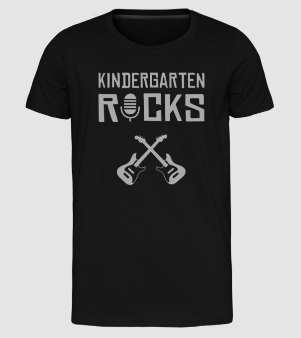 Kindergarten rocks model negru pe tricou