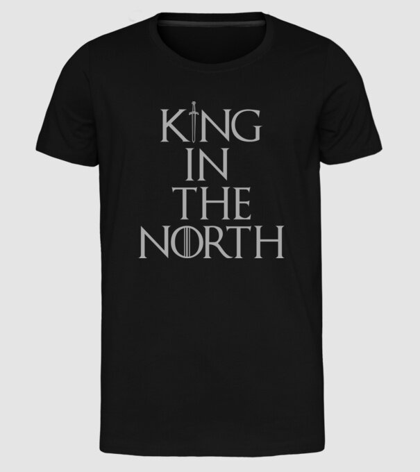 King in the North model negru pe tricou