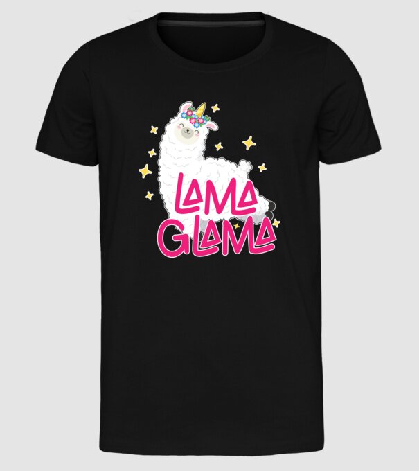 Lama glama model negru pe tricou