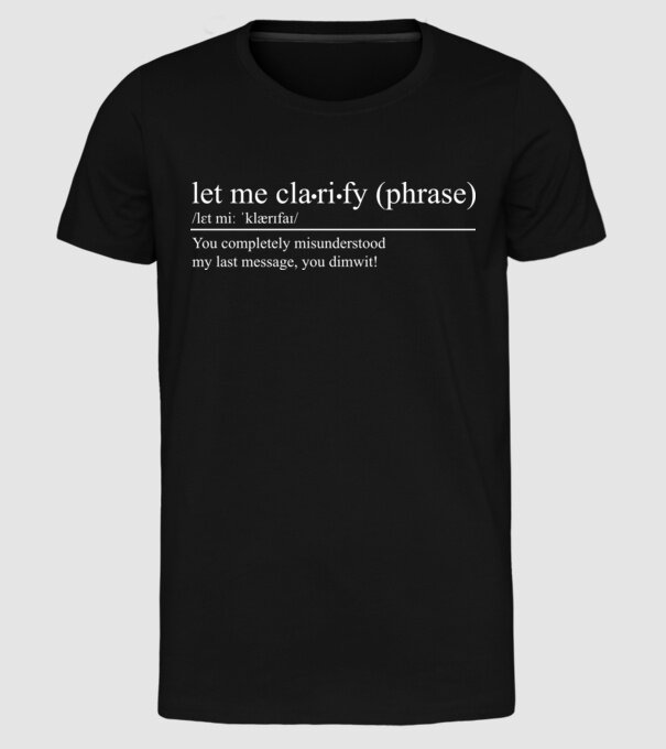 Let me clarify model negru pe tricou