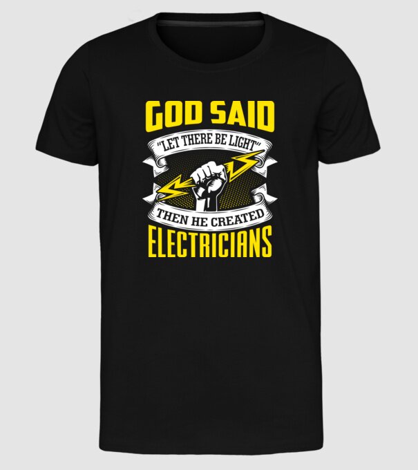 Let there be light model negru pe tricou