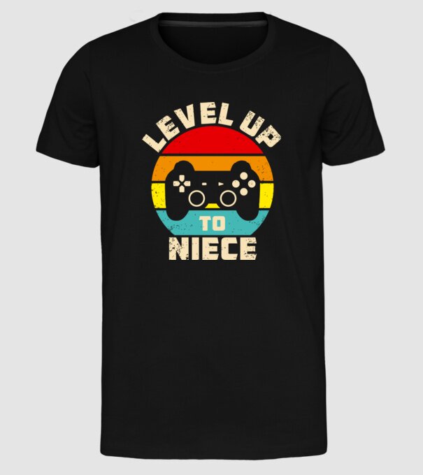 Level Up Niece model negru pe tricou