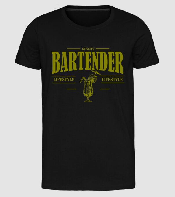 Lifestyle Bartender model negru pe tricou