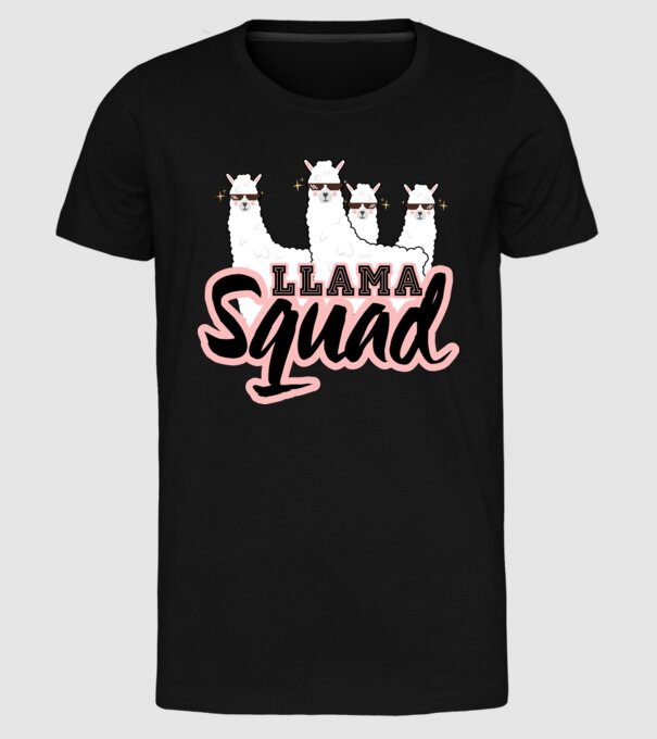 Llama squad model negru pe tricou