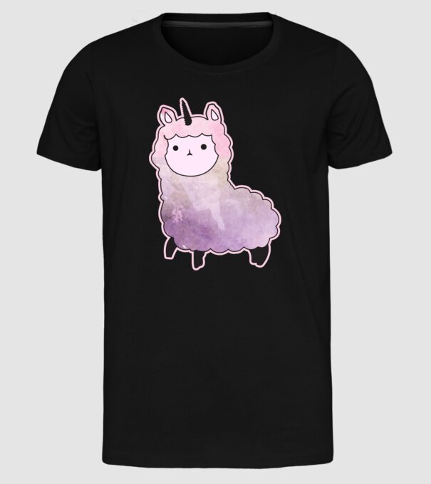 Llamacorn cutie model negru pe tricou