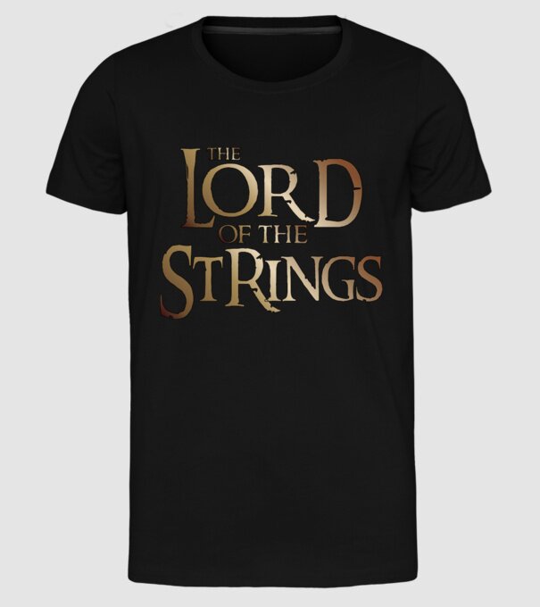 Lord of the Strings model negru pe tricou