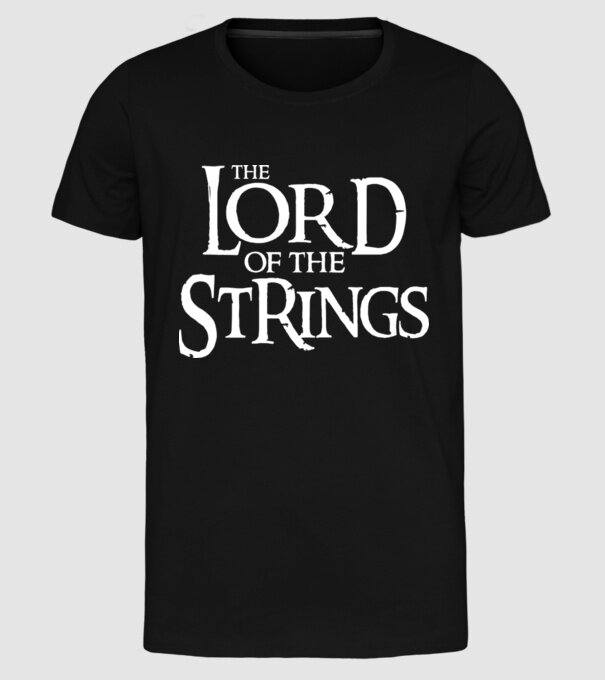 Lord of the Strings model negru pe tricou