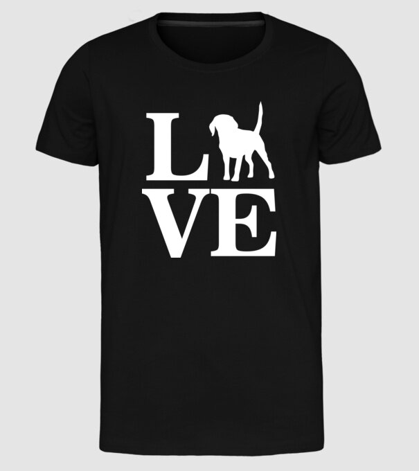 LOVE BEAGLE model negru pe tricou