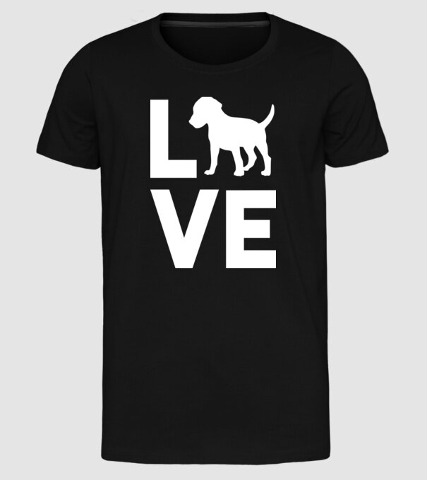 LOVE Beagle model negru pe tricou
