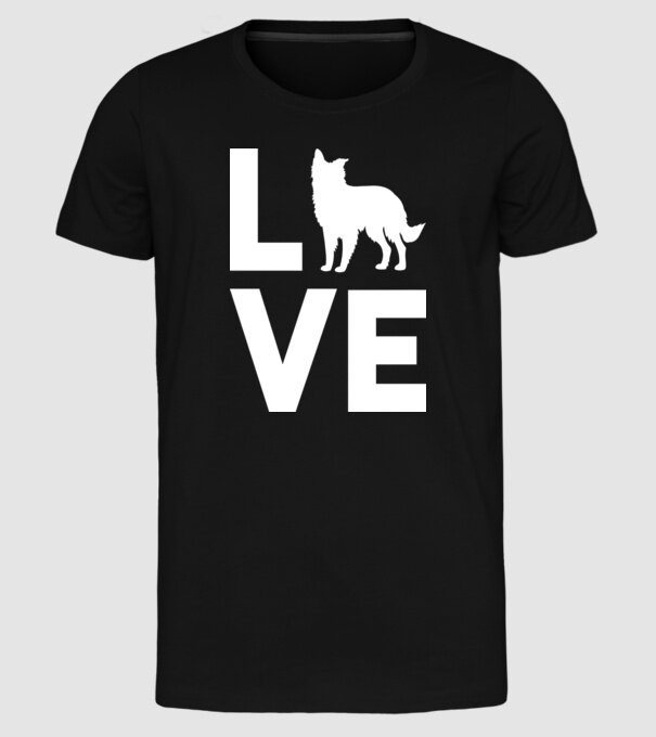 LOVE Border Collie model negru pe tricou