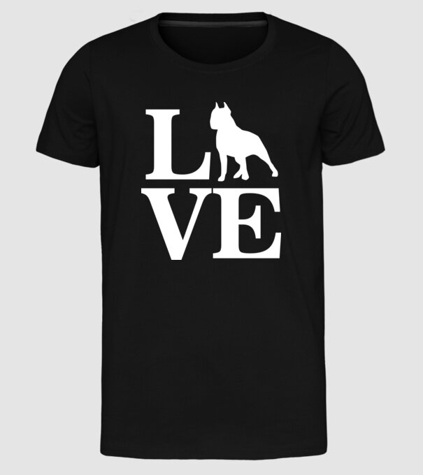 LOVE BULLDOG model negru pe tricou