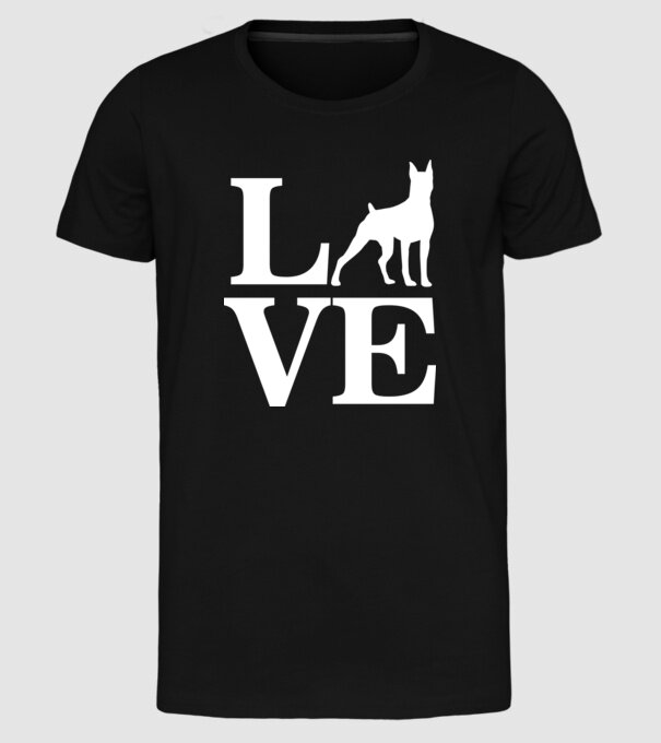 LOVE DOBBERMAN model negru pe tricou
