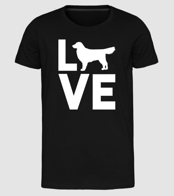 LOVE Golden Retriever model negru pe tricou