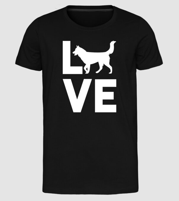 LOVE Husky model negru pe tricou