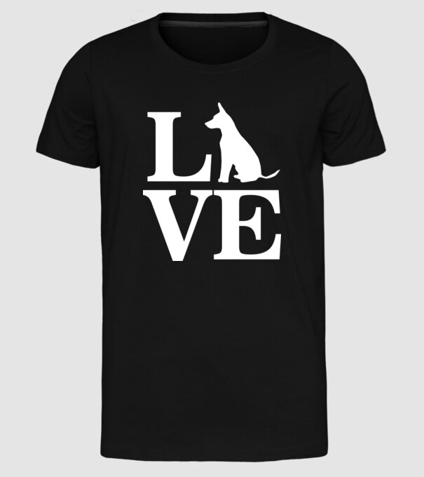 Love câini model negru pe tricou