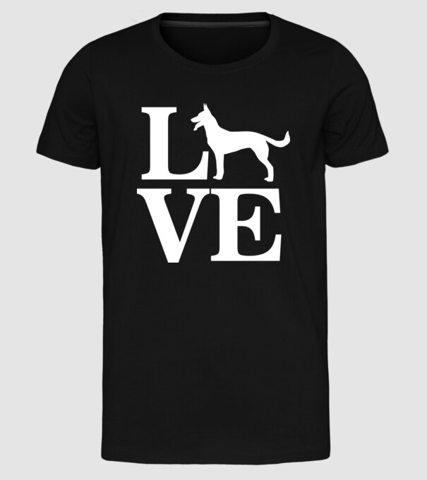 LOVE CIOBANESC GERMAN model negru pe tricou
