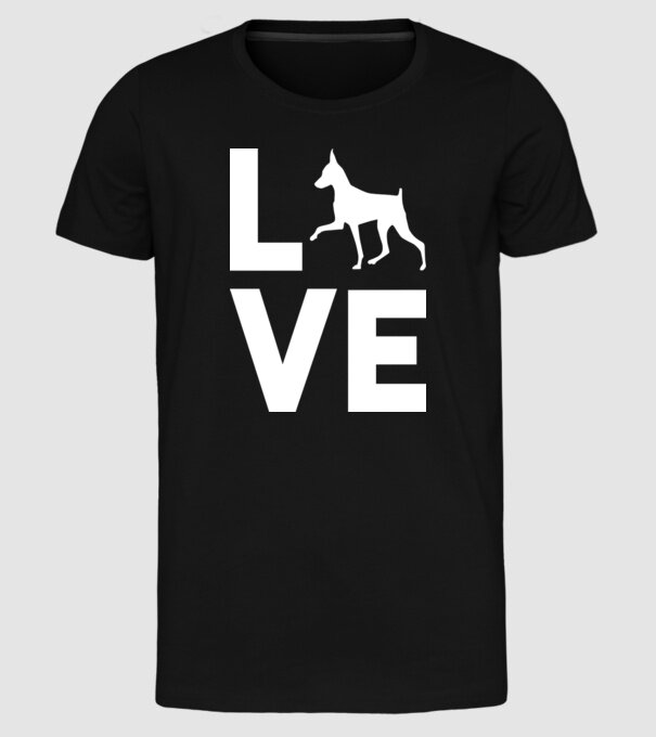 LOVE Pinscher model negru pe tricou