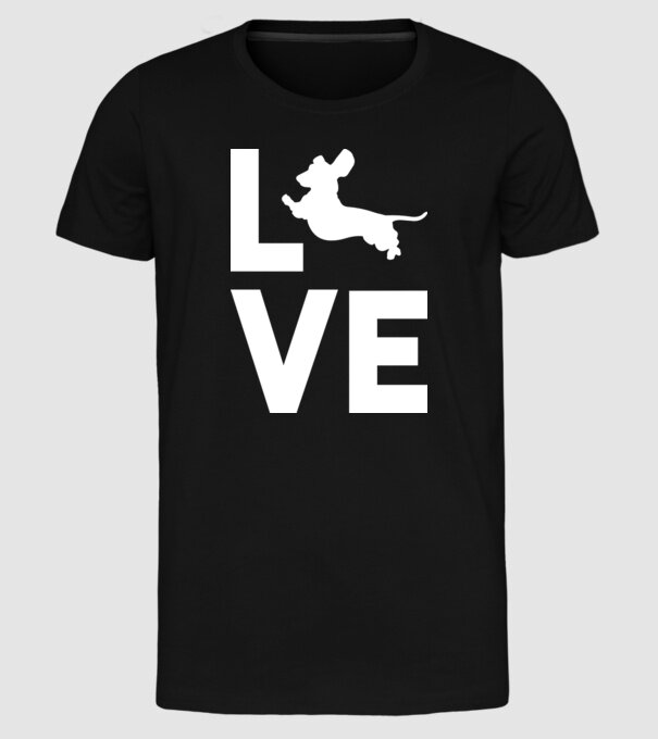 LOVE Teckel model negru pe tricou