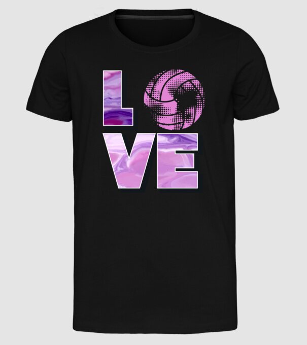 Love volleyball model negru pe tricou