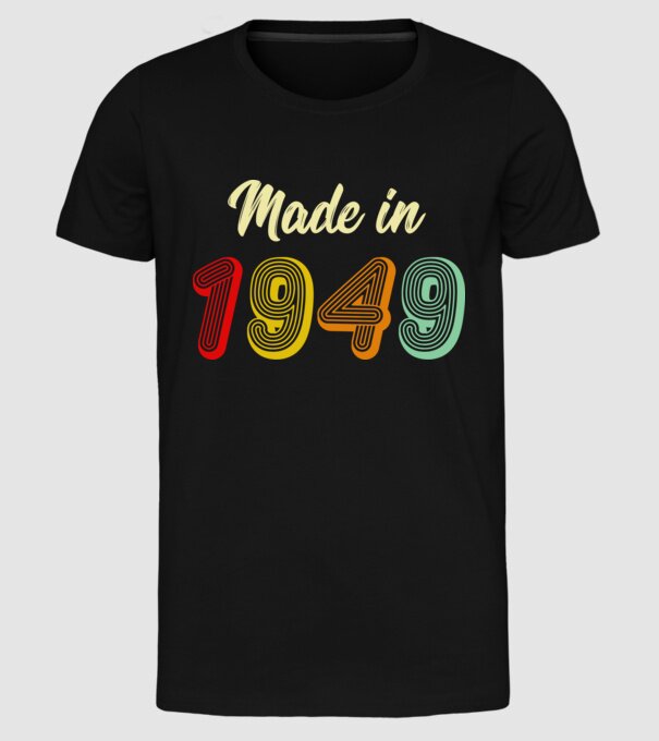 made in 1949 retro model negru pe tricou