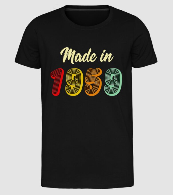 made in 1959 retro model negru pe tricou