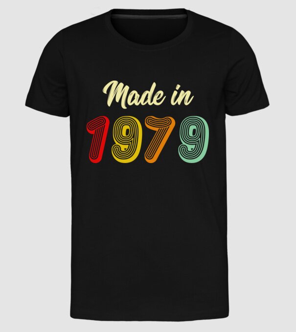 made in 1979 retro model negru pe tricou