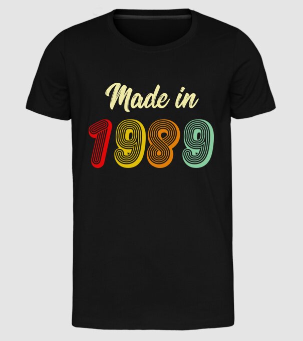made in 1989 retro model negru pe tricou
