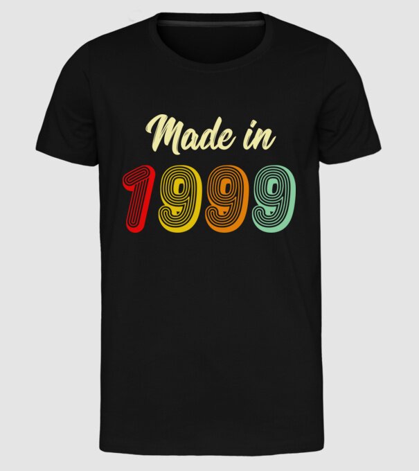 made in 1999 retro model negru pe tricou