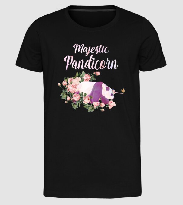 Majestic pandicorn model negru pe tricou
