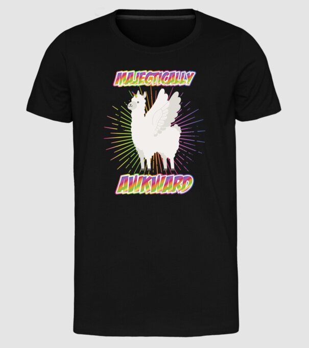 Majestically Awkward model negru pe tricou