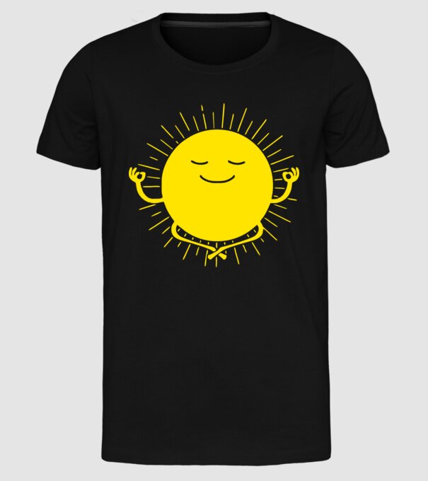 Soare meditând model negru pe tricou